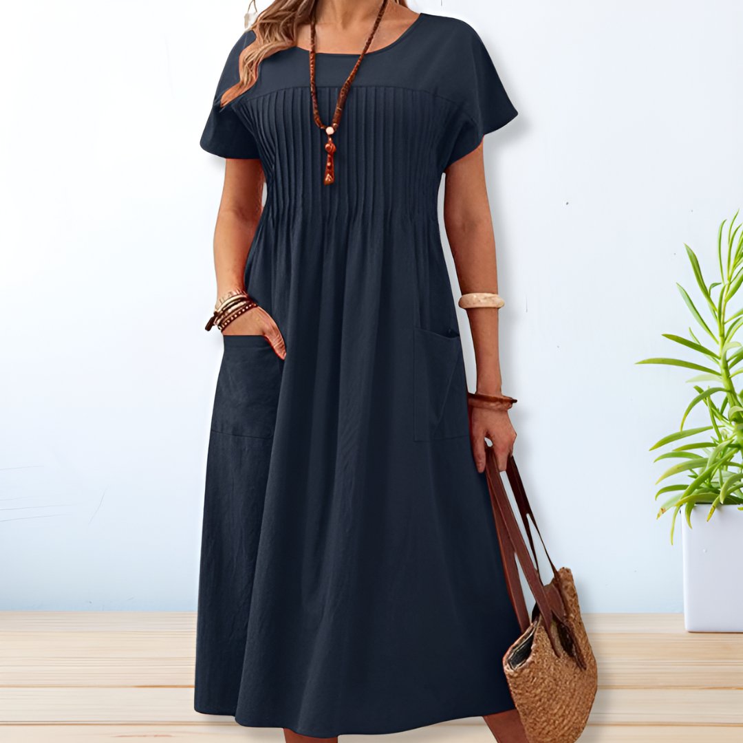 Lisette Pintuck-Bodice Midi Dress