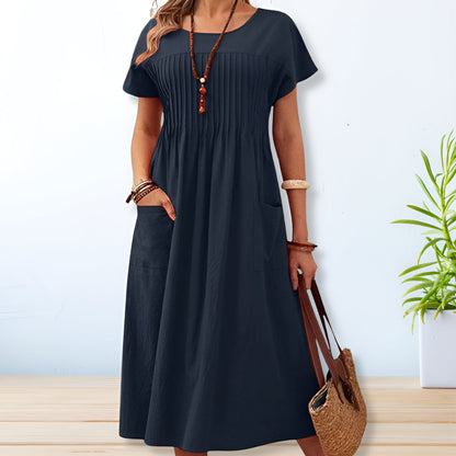 Lisette Pintuck-Bodice Midi Dress