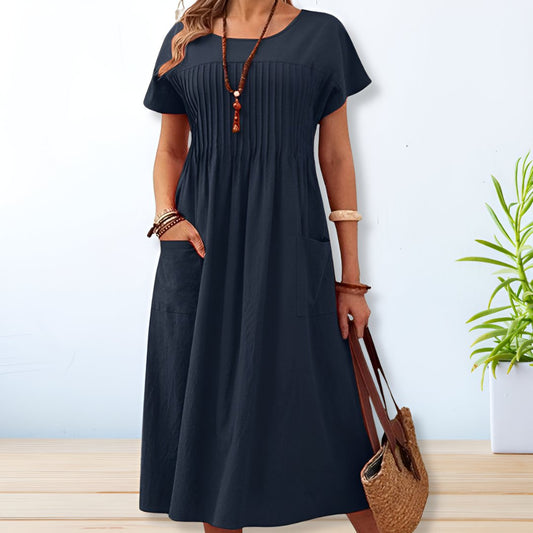Lisette Pintuck-Bodice Midi Dress
