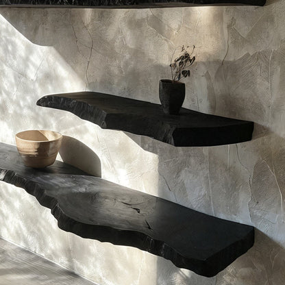 Live Edge Floating Wood Shelf - Black
