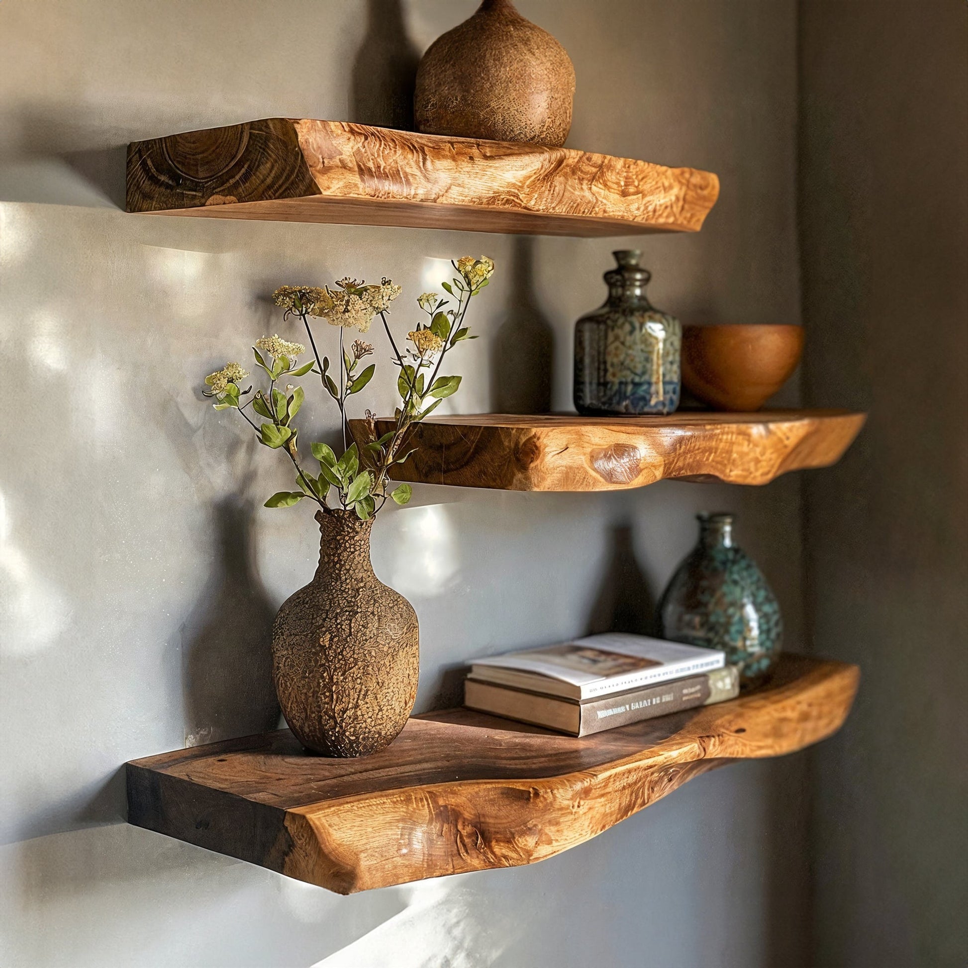 Live Edge Walnut Floating Shelf