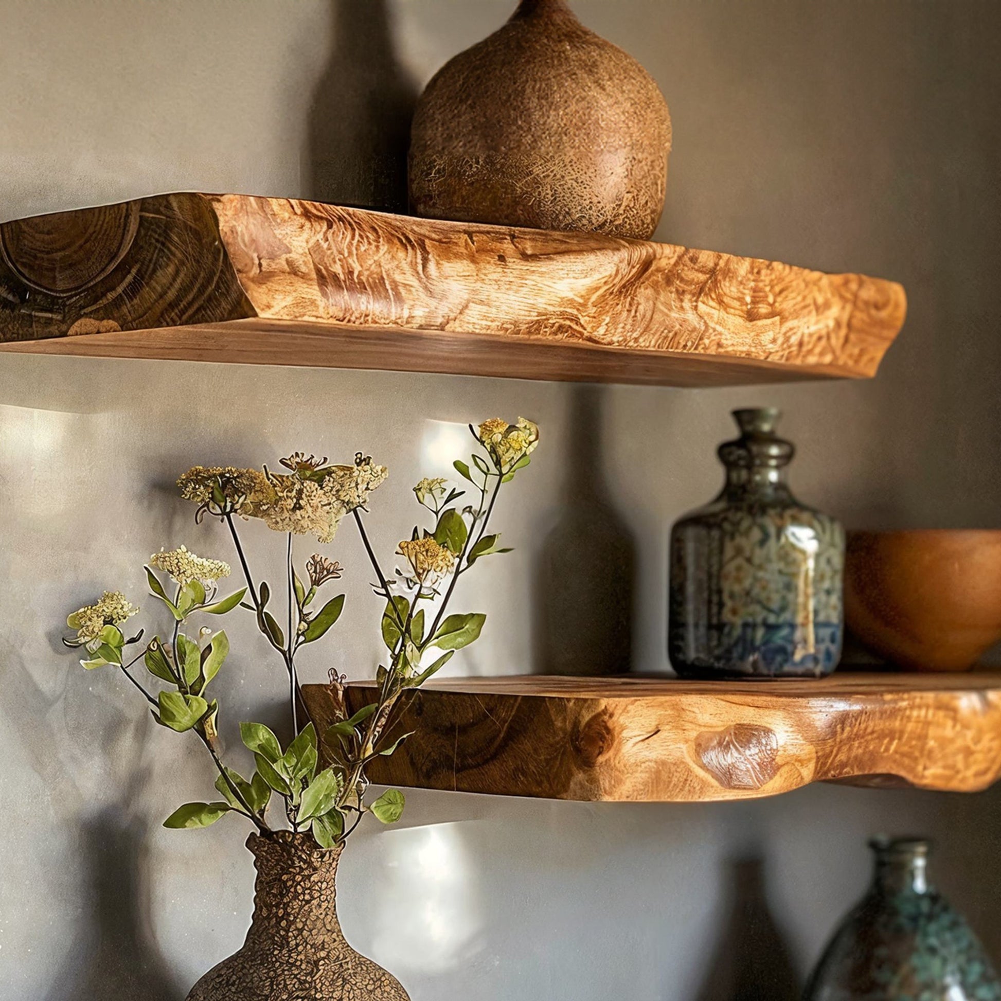 Live Edge Walnut Floating Shelf