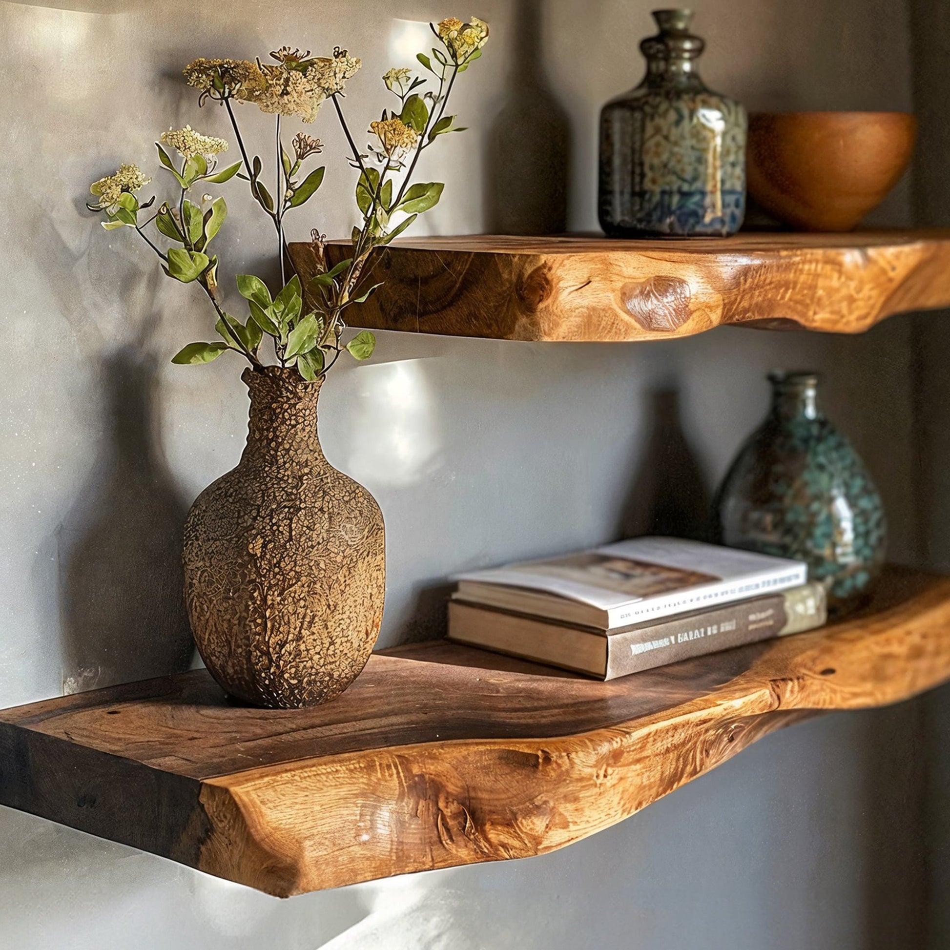 Live Edge Walnut Floating Shelf