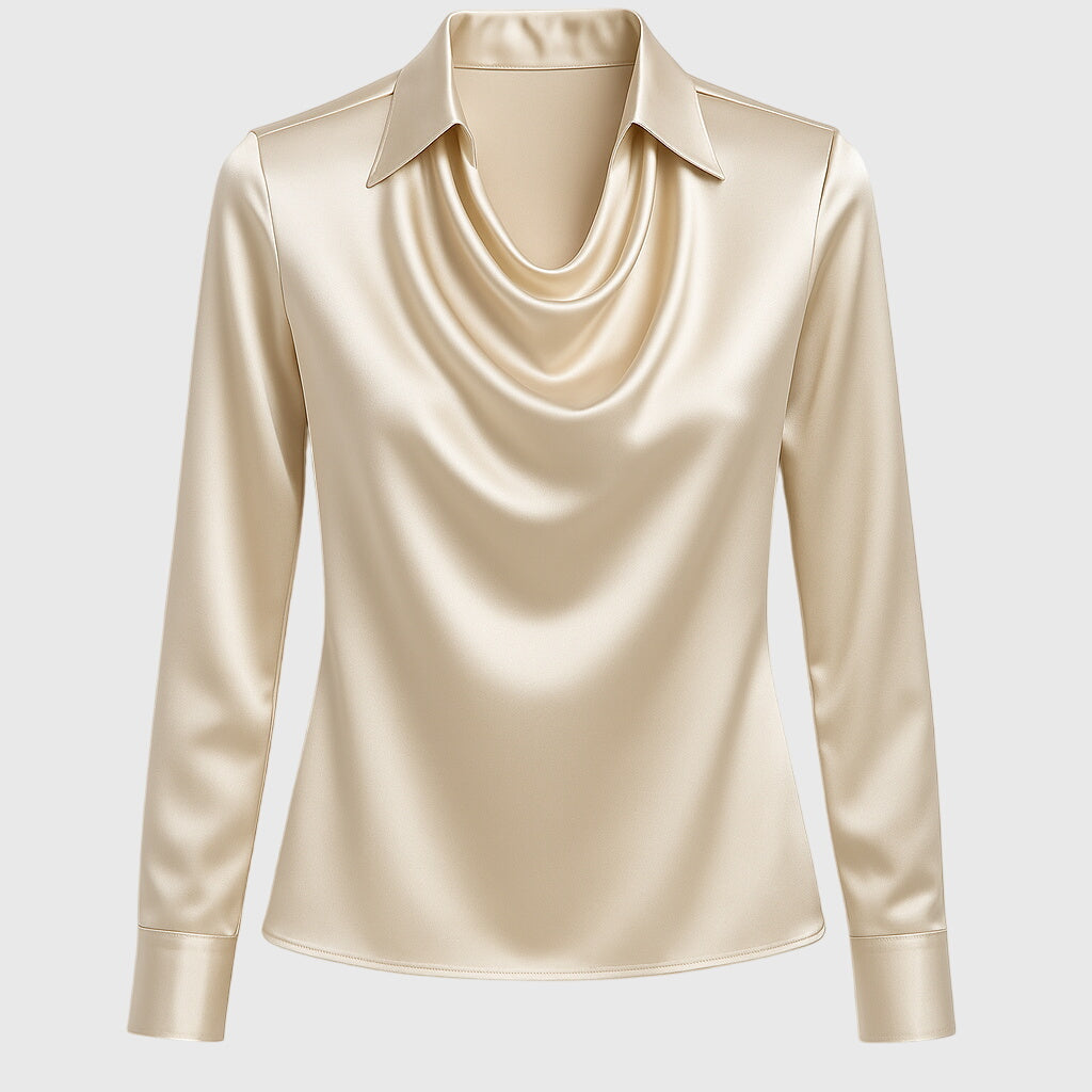 Louise Cowl-Neck Satin Blouse