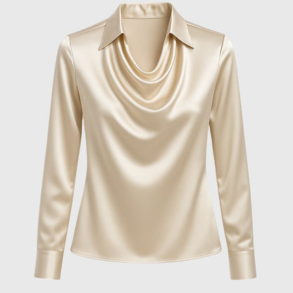 Louise Cowl-Neck Satin Blouse