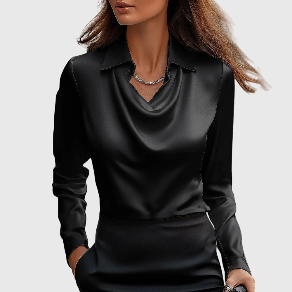 Louise Cowl-Neck Satin Blouse