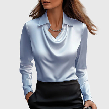 Louise Cowl-Neck Satin Blouse