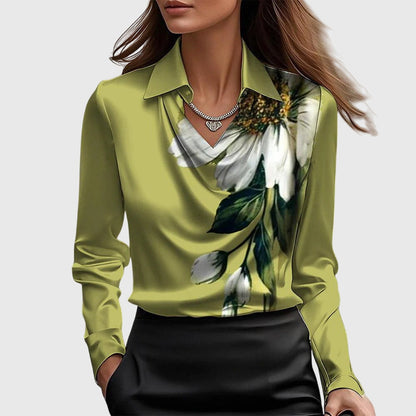 Louise Cowl-Neck Satin Blouse
