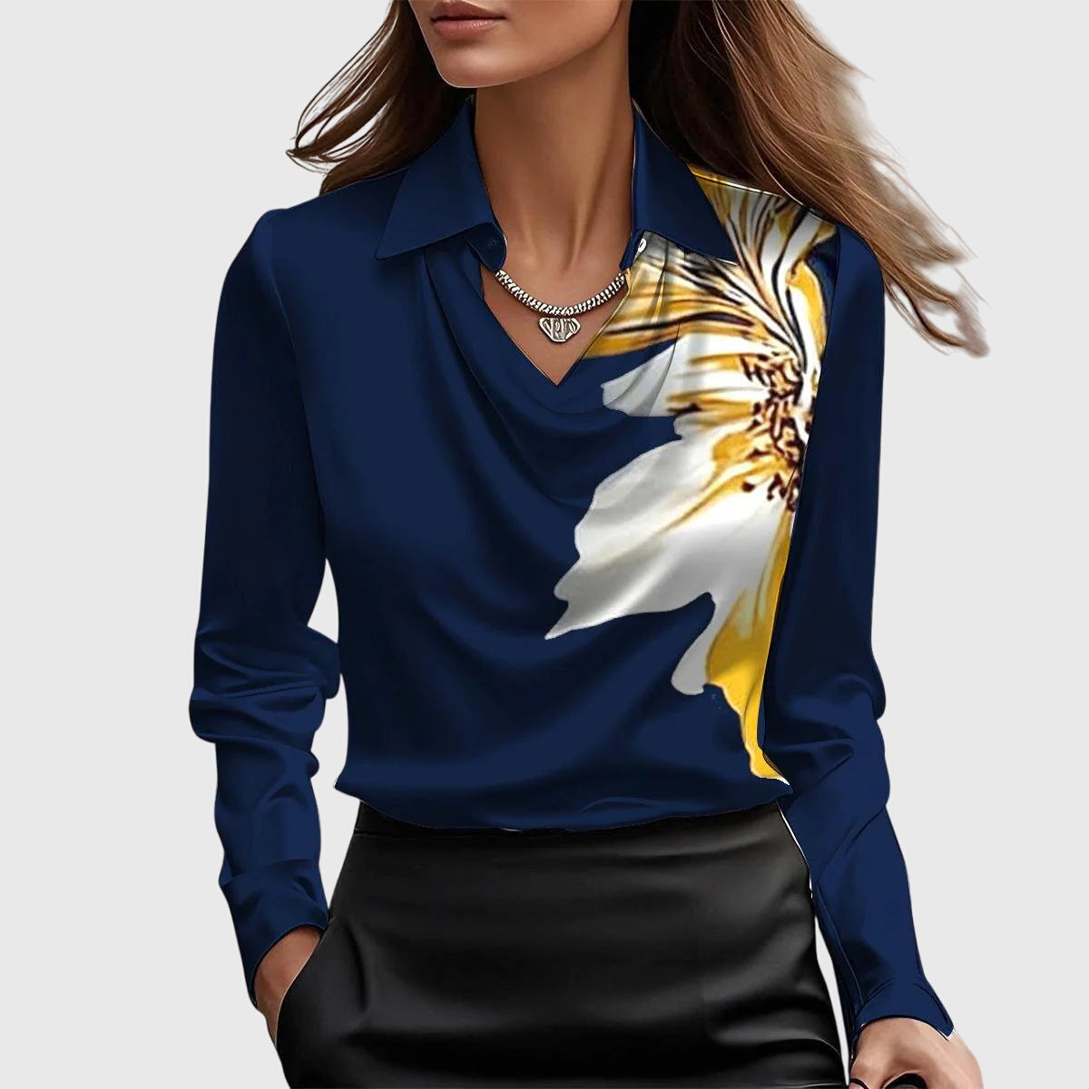 Louise Cowl-Neck Satin Blouse