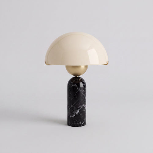 Marble-Look Stone Base Dome Table Lamp