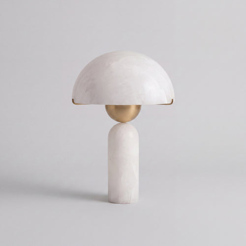Marble-Look Stone Base Dome Table Lamp