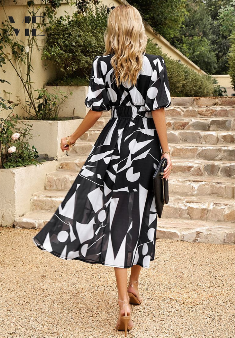 Margaux Abstract Floral Print Midi Dress