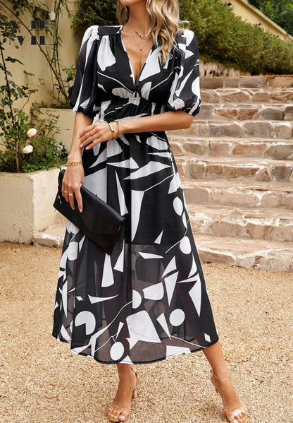 Margaux Abstract Floral Print Midi Dress