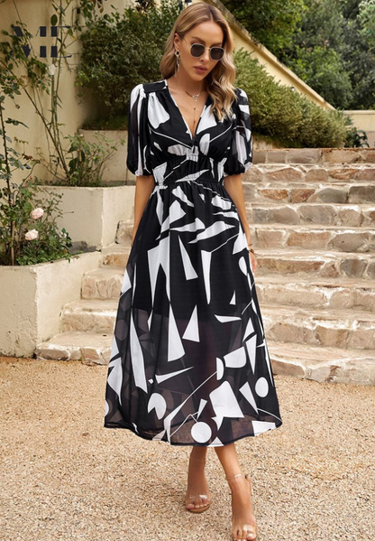 Margaux Abstract Floral Print Midi Dress