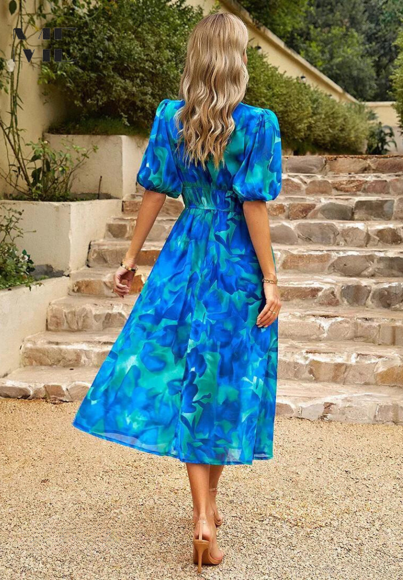 Margaux Abstract Floral Print Midi Dress