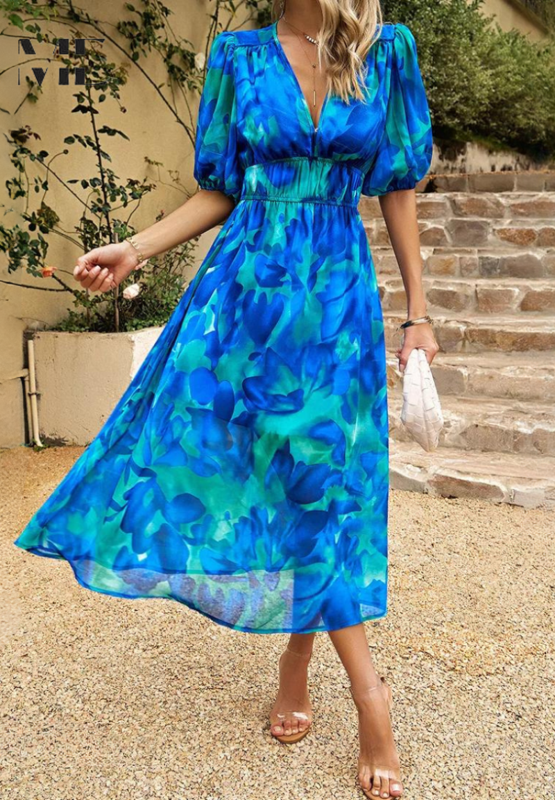 Margaux Abstract Floral Print Midi Dress