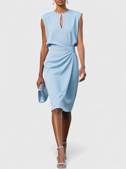 Margaux Keyhole-Neck Ruched Midi Dress