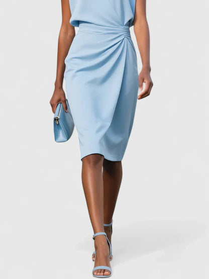 Margaux Keyhole-Neck Ruched Midi Dress