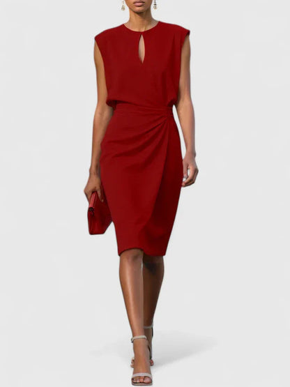 Margaux Keyhole-Neck Ruched Midi Dress