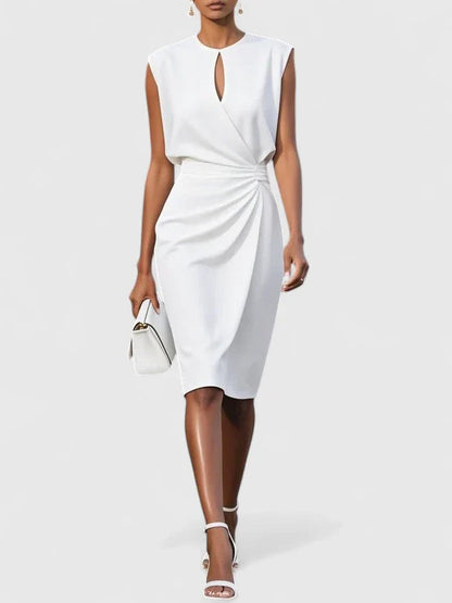 Margaux Keyhole-Neck Ruched Midi Dress