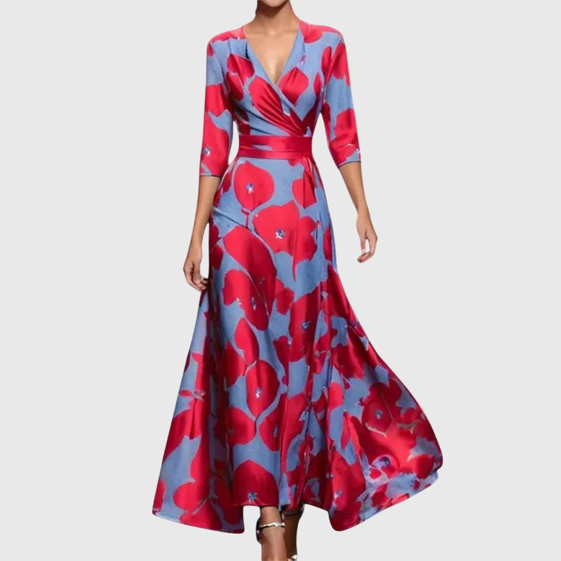 Marine Floral-Print Wrap Maxi Dress