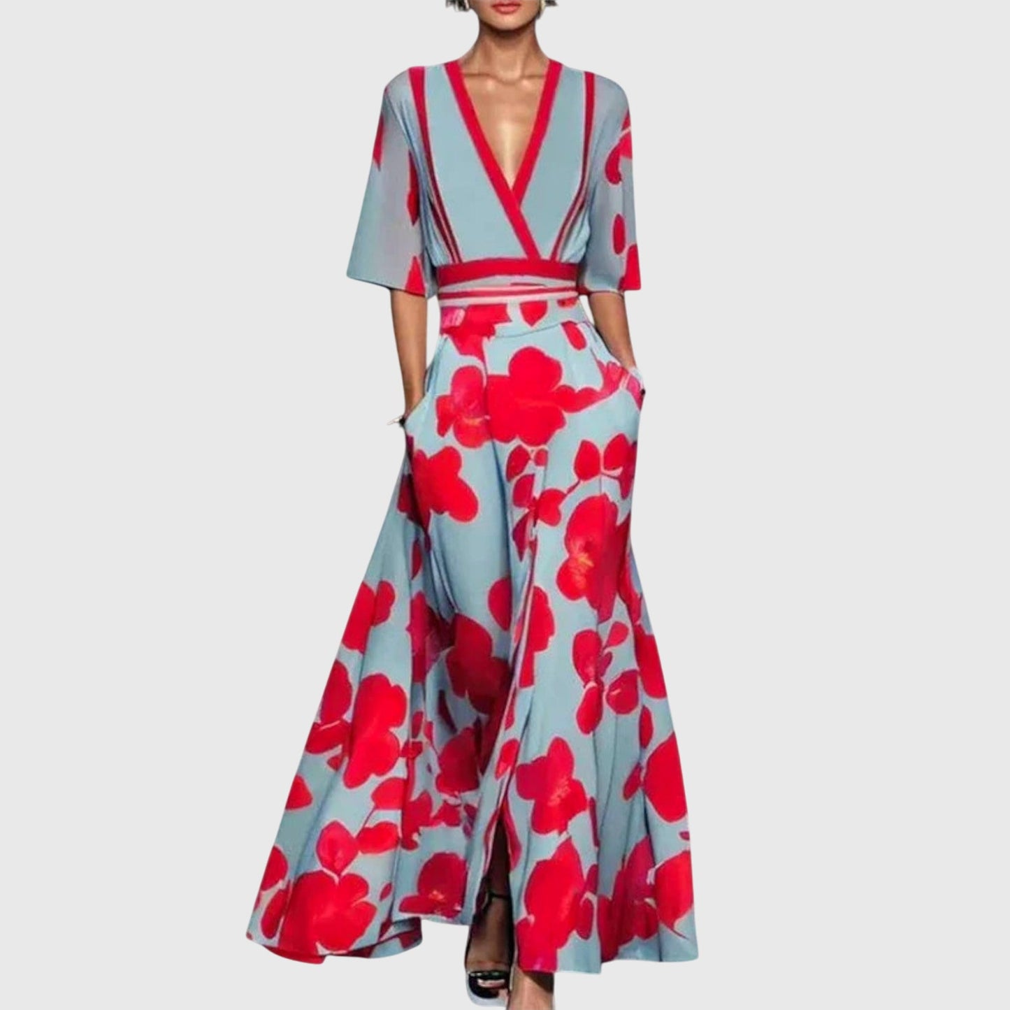 Marine Floral-Print Wrap Maxi Dress