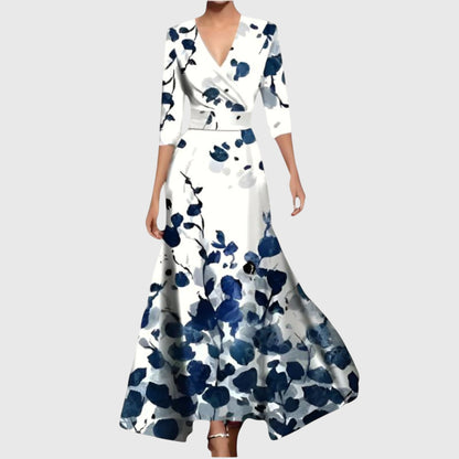 Marine Floral-Print Wrap Maxi Dress