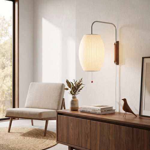 Mid-Century Plug-In Wall Sconce with Swivel Arm