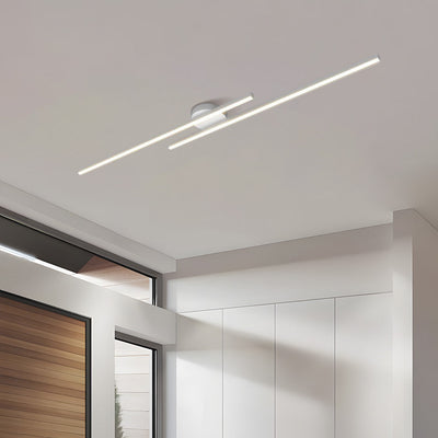 Minimalist Linear LED Flush Mount Ceiling Light - White