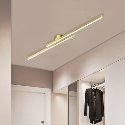 Minimalist Linear LED Flush Mount Ceiling Light - Gold
