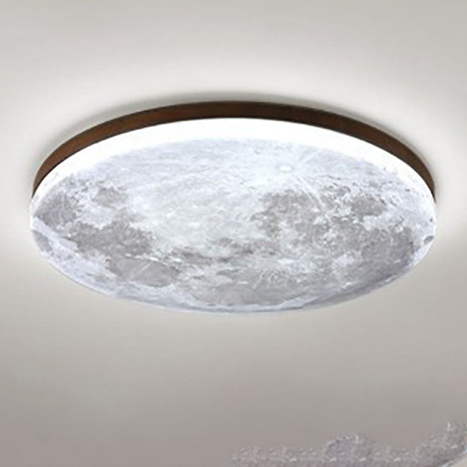 Moon Surface Flush Mount Ceiling Light - Walnut / Small