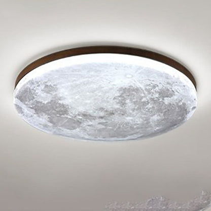 Moon Surface Flush Mount Ceiling Light - Walnut / Small