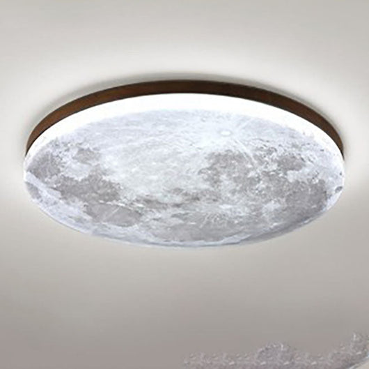 Moon Surface Flush Mount Ceiling Light - Walnut / Small