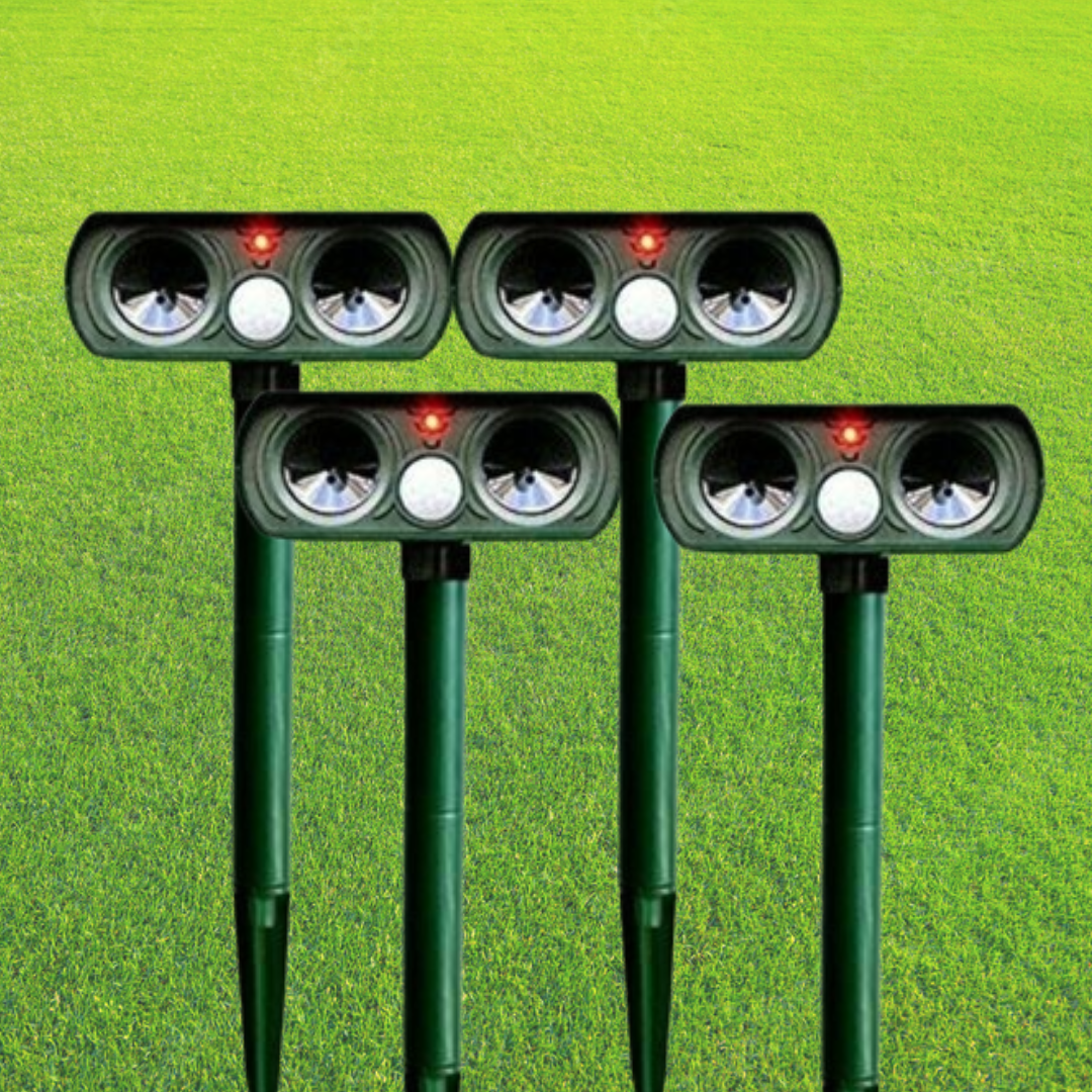 Motion-Sensor Ultrasonic Animal Repeller Stakes 4-Pack