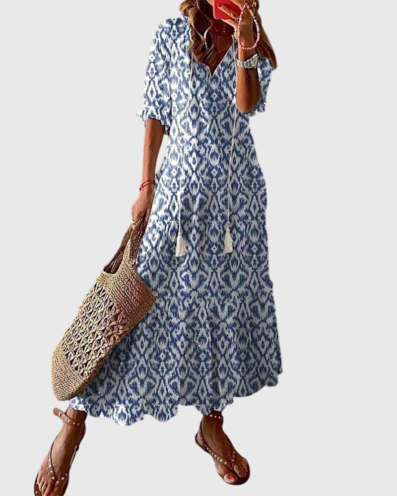 Nadine Ikat-Print Midi Dress
