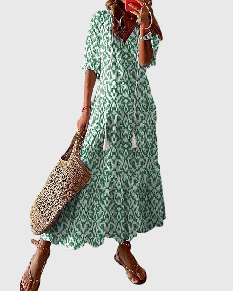 Nadine Ikat-Print Midi Dress