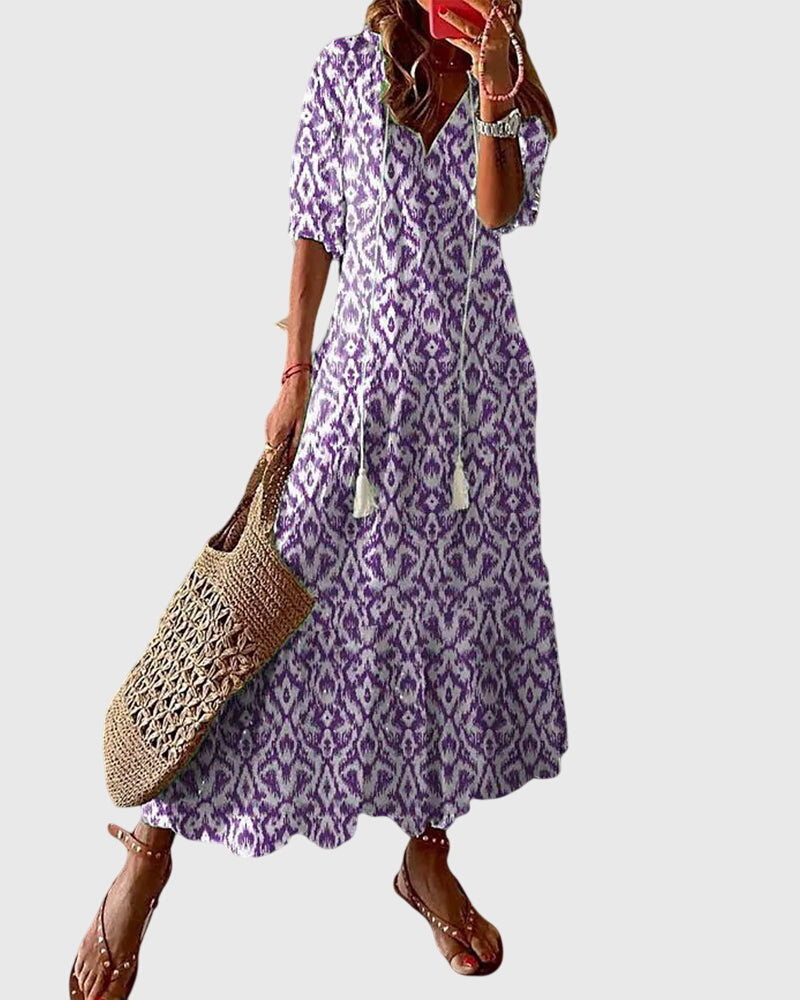 Nadine Ikat-Print Midi Dress