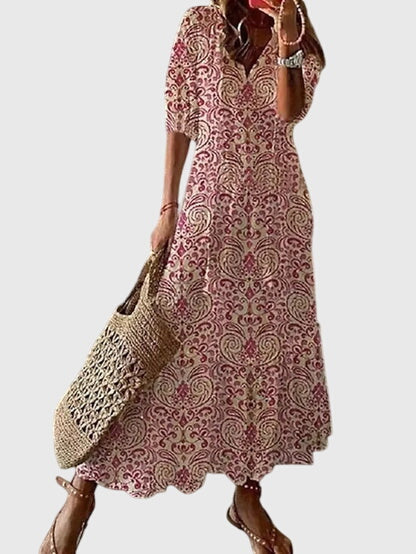 Nadine Ikat-Print Midi Dress