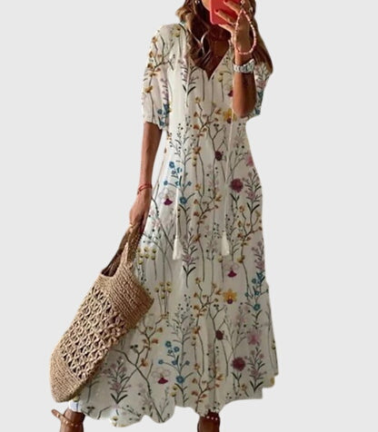 Nadine Ikat-Print Midi Dress