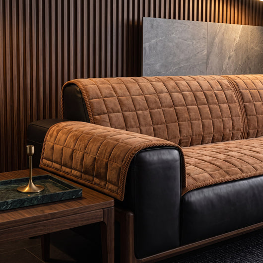 Non-Slip Quilted Sofa Cover Mat - Brown / 70x70cm