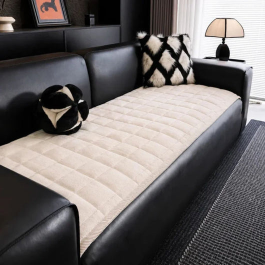 Non-Slip Quilted Sofa Cover Mat - Cream / 70x70cm