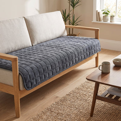 Non-Slip Quilted Sofa Cover Mat - Dark Grey / 70x70cm