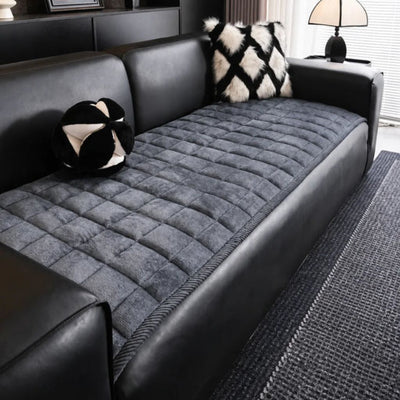 Non-Slip Quilted Sofa Cover Mat - Dark Grey / 70x70cm