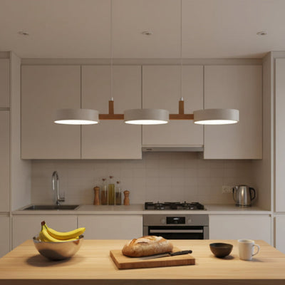 Nordic Wood and Metal LED Pendant Light - Wit