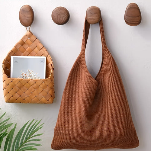 Pebble-Shaped Wooden Wall Hooks