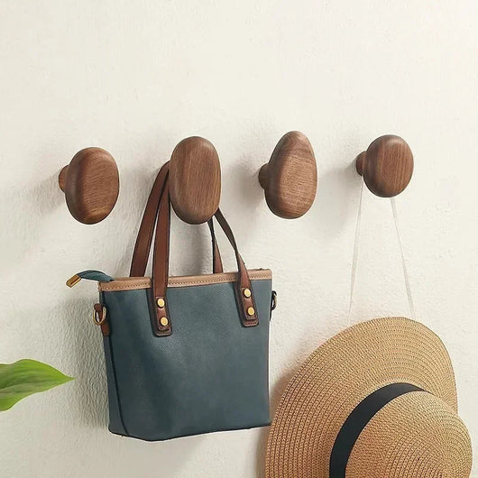 Pebble-Shaped Wooden Wall Hooks