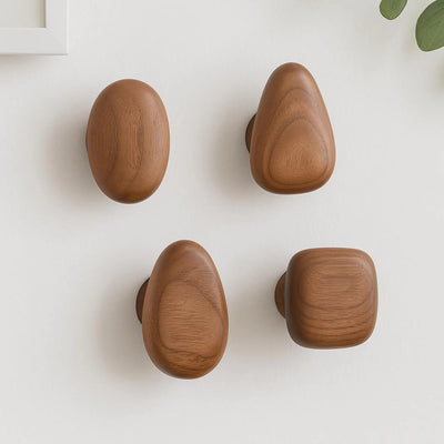Pebble-Shaped Wooden Wall Hooks
