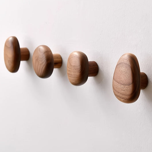 Pebble-Shaped Wooden Wall Hooks