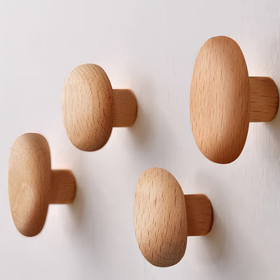 Pebble-Shaped Wooden Wall Hooks