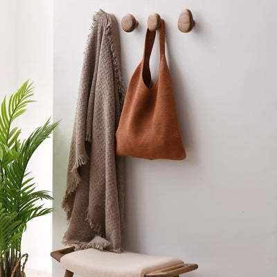 Pebble-Shaped Wooden Wall Hooks